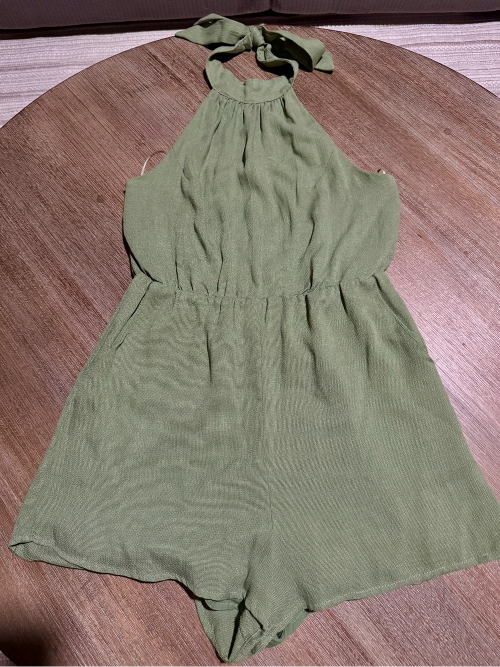 Le Lis Olive Green Halter Romper